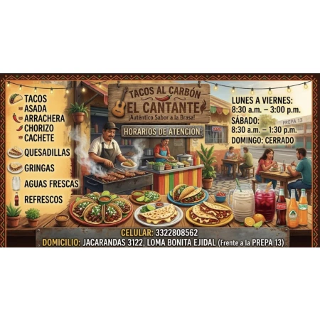 Tacos al carbón el Cantante en Guadalajara